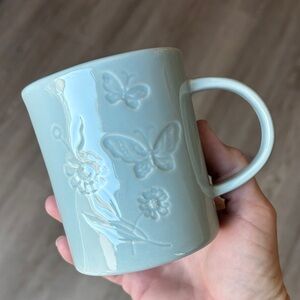 Lillian Vernon Floral Butterfly Embossed Coffee Tea Mug Cup